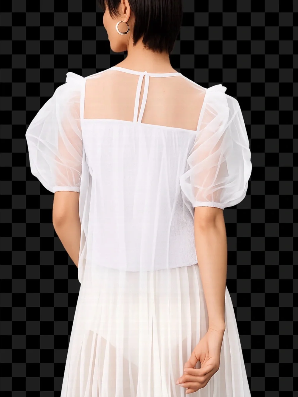 Anthropologie Sheer Puff - Sleeve Top Sz M -NWT